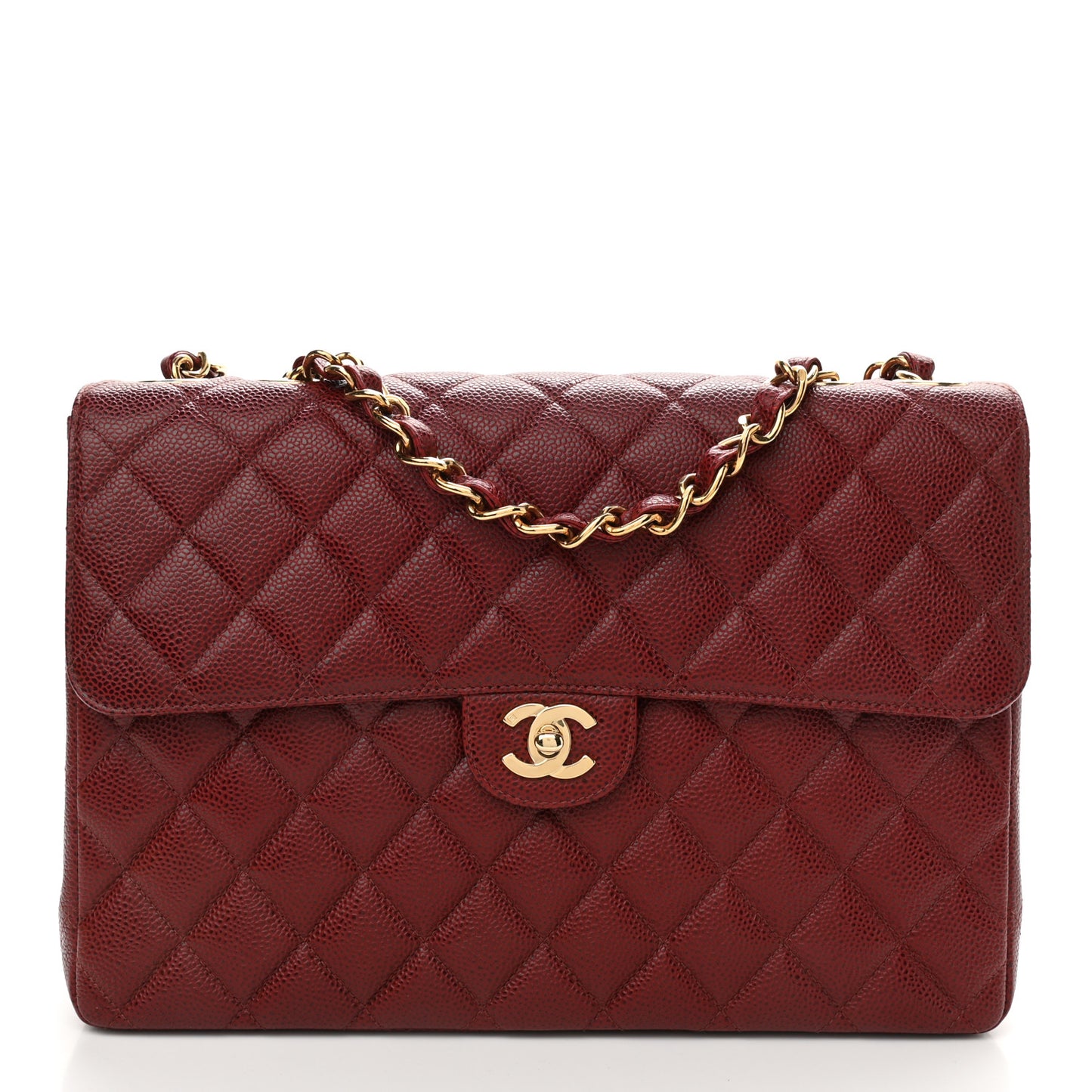 Caviar Quilted Jumbo Single Flap Bordeaux