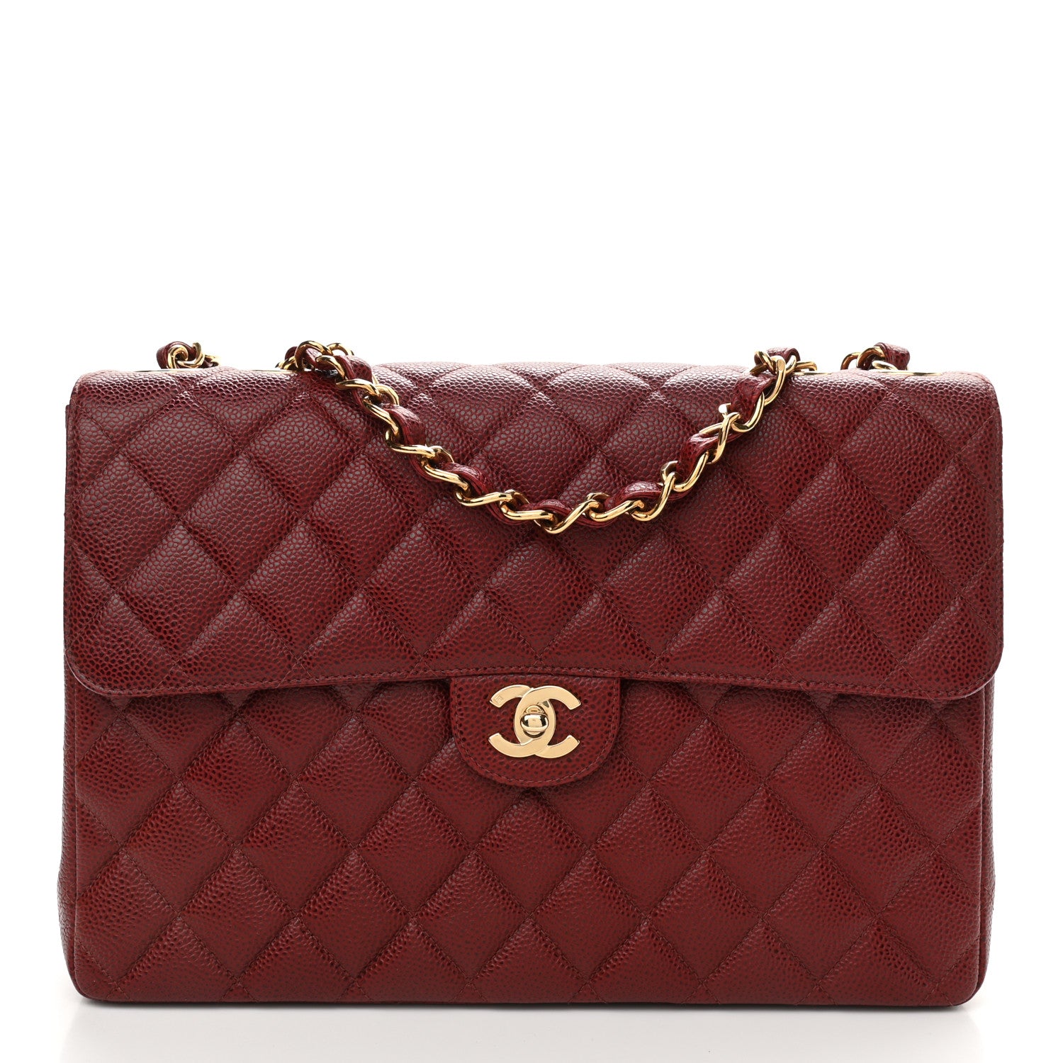 Chanel Caviar Quilted Jumbo Single Flap Bordeaux 1 of 10