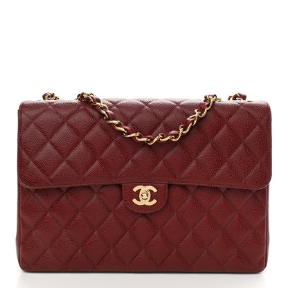 Chanel Caviar Quilted Jumbo Single Flap Bordeaux 1 of 10