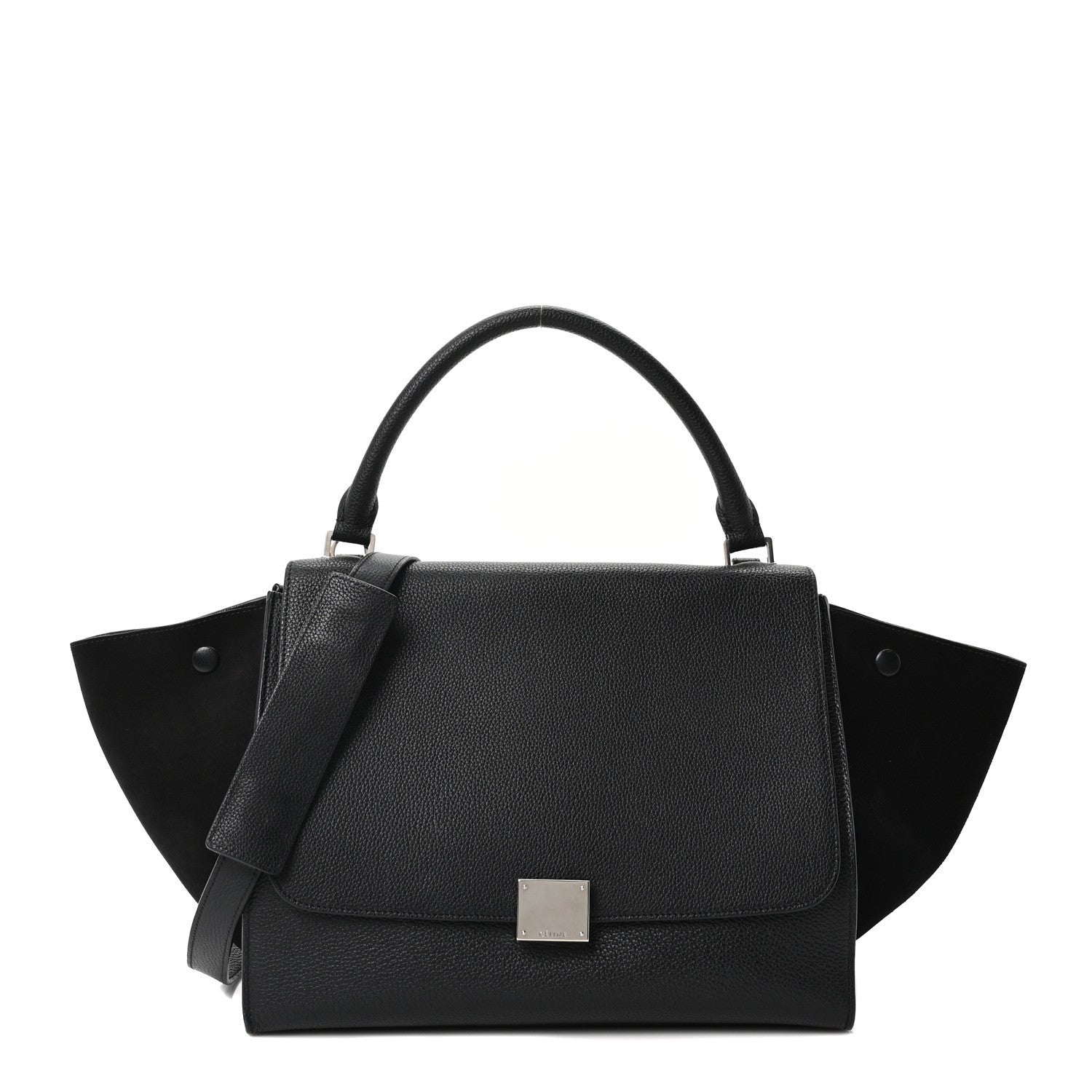 Celine Drummed Calfskin Suede Medium Trapeze Black 2 of 17