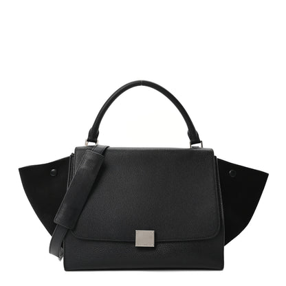 Celine Drummed Calfskin Suede Medium Trapeze Black 2 of 17