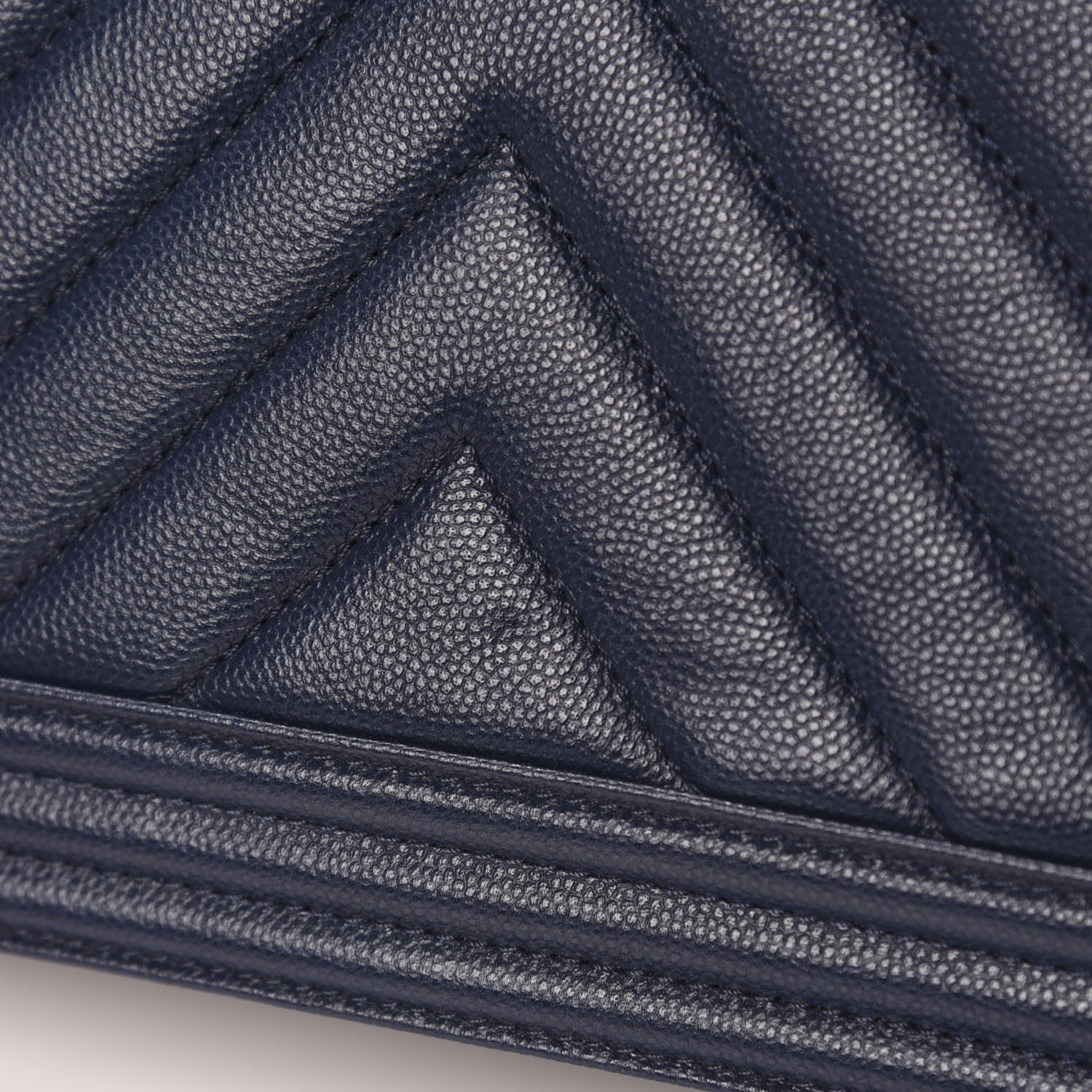 Chanel Caviar Chevron Quilted New Medium Boy Flap Dark Navy Blue 8 of 13
