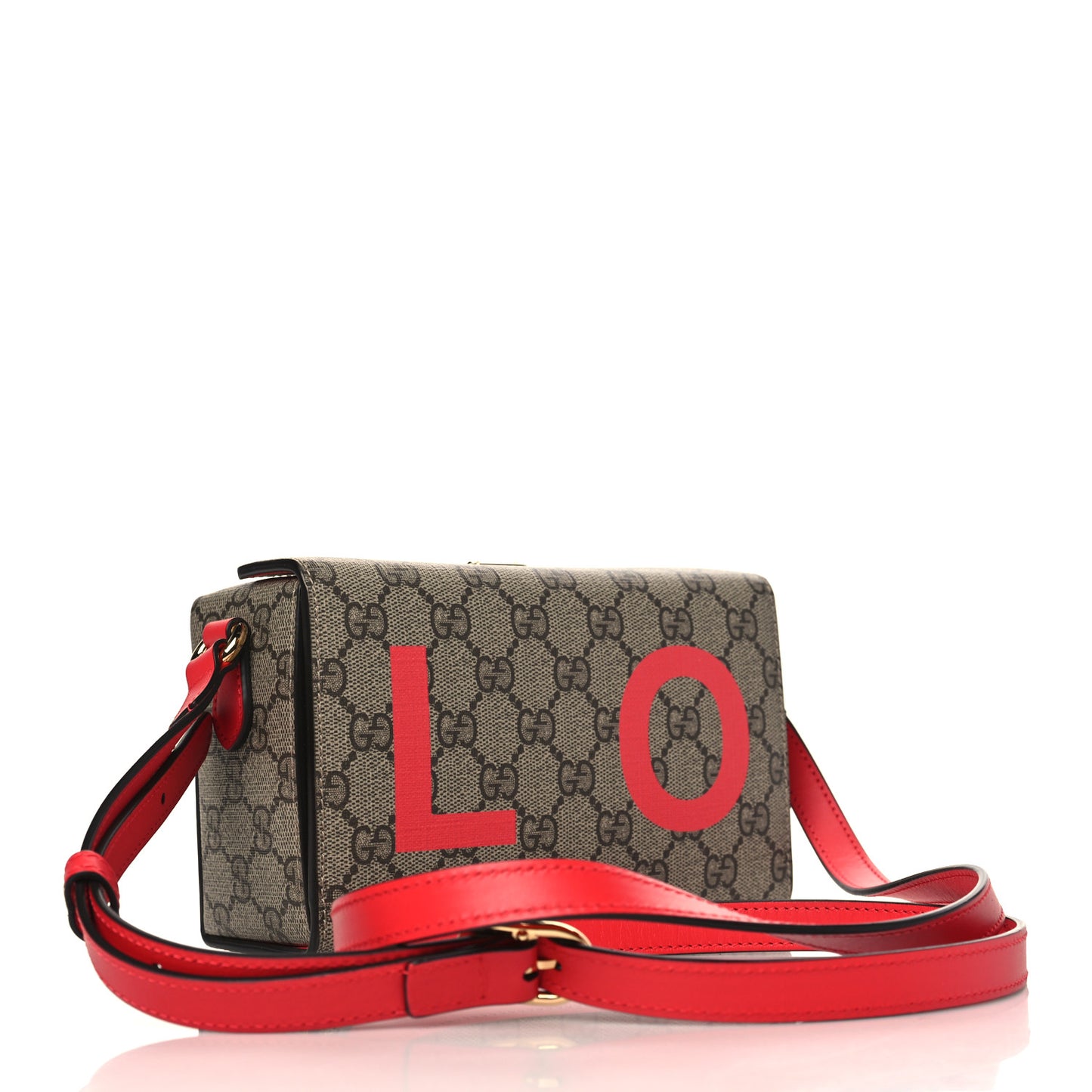 GG Supreme Monogram Moon Calfskin Love Valentines Day Padlock Case Beige Ebony New Geranium