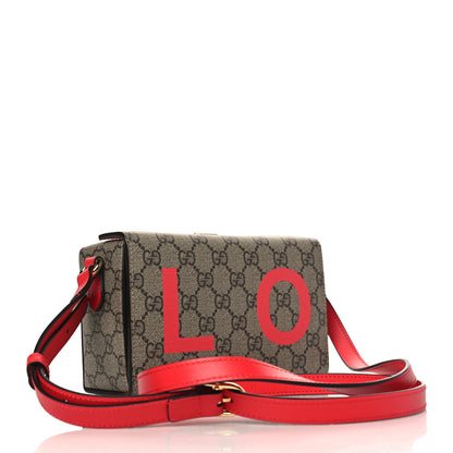 Gucci GG Supreme Monogram Moon Calfskin Love Valentines Day Padlock Case Beige Ebony New Geranium 3 of 8