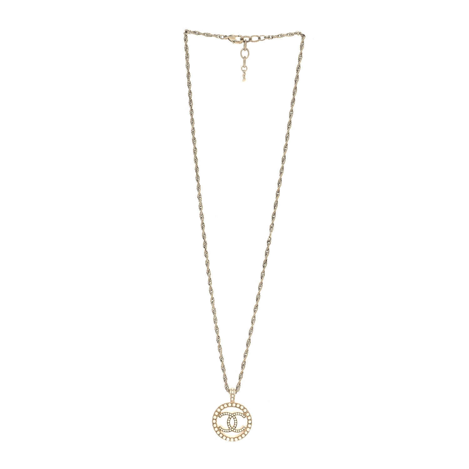 Chanel Pearl CC Round Pendant Necklace Gold 3 of 5