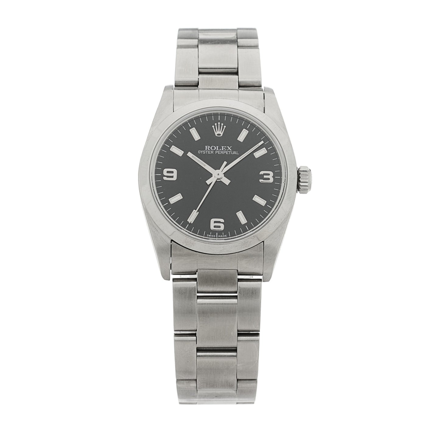 Stainless Steel 31mm Oyster Perpetual Watch Black 77080