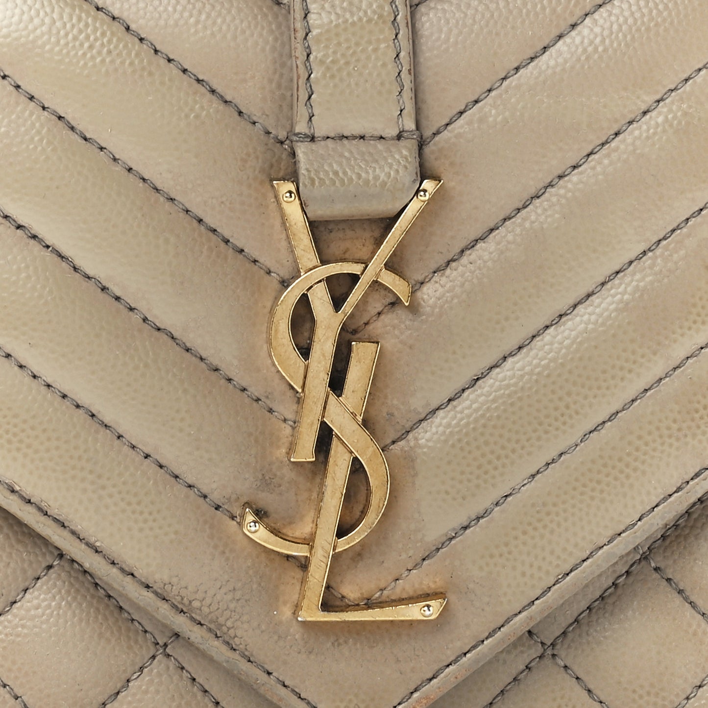 Grain De Poudre Textured Mixed Matelasse Triquilt Small Monogram Satchel Dark Beige
