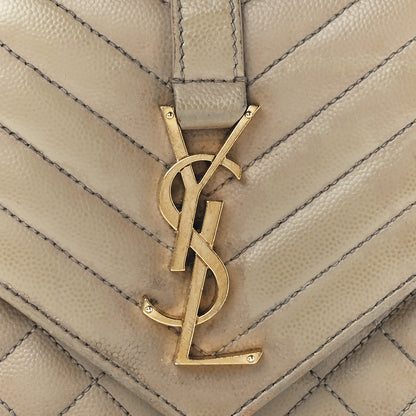 Saint Laurent Grain De Poudre Textured Mixed Matelasse Triquilt Small Monogram Satchel Dark Beige 8 of 11