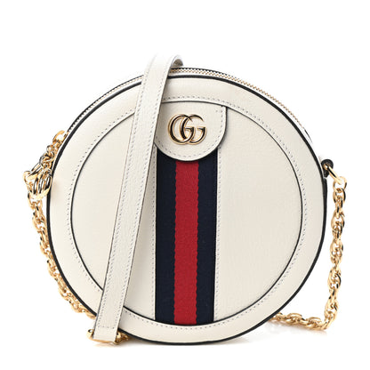 Gucci Textured Calfskin Web Mini Ophidia Round Shoulder Bag Mystic White 1 of 9