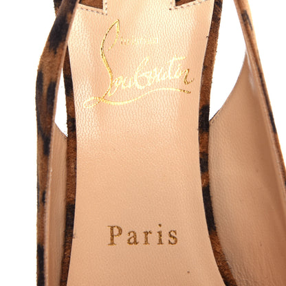 Christian Louboutin Veau Velours Leopard Clare Sling 80 Pumps 37.5 Caramel 8 of 11
