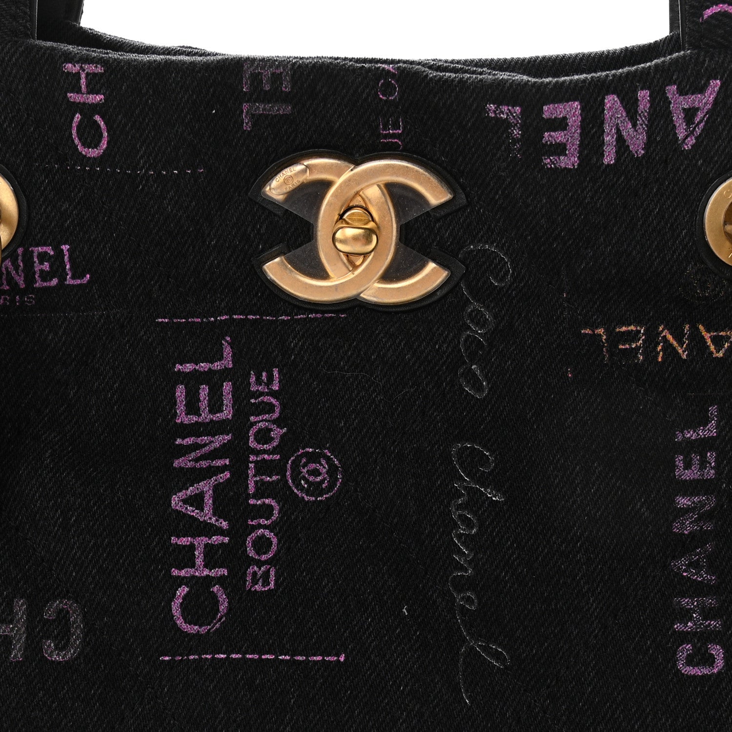 Chanel Denim Quilted Denim Mood Maxi Shopping Bag Black Multicolor 8 of 11