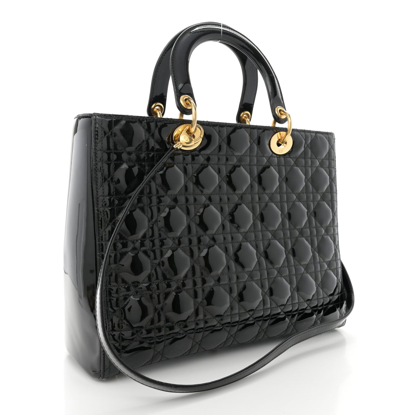 Patent Cannage Large Lady Dior Black