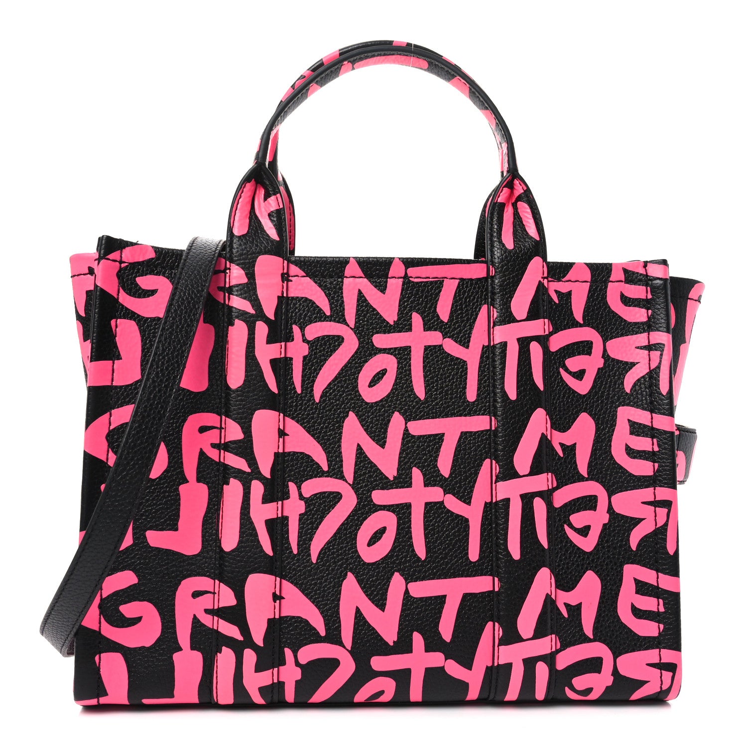 Marc Jacobs X STEPHEN SPROUSE Grained Calfskin Medium The Tote Bag Pink 1 of 9