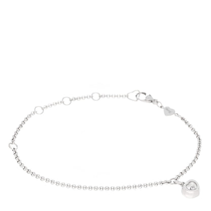 Chopard 18K White Gold Diamond Happy Hearts Chain Charm Bracelet 1 of 5