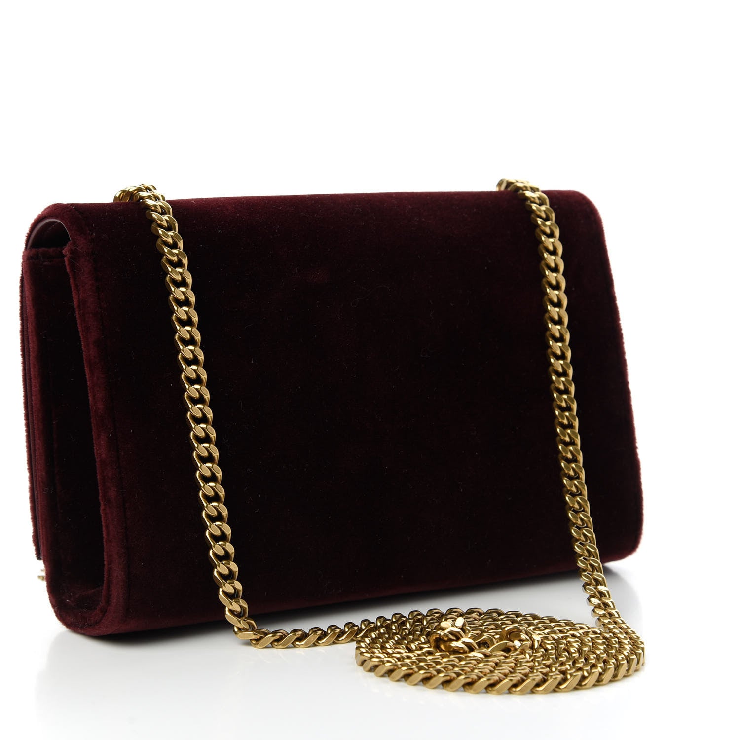 Saint Laurent Velvet Small Classic Monogram Kate Tassel Satchel Burgundy 3 of 10