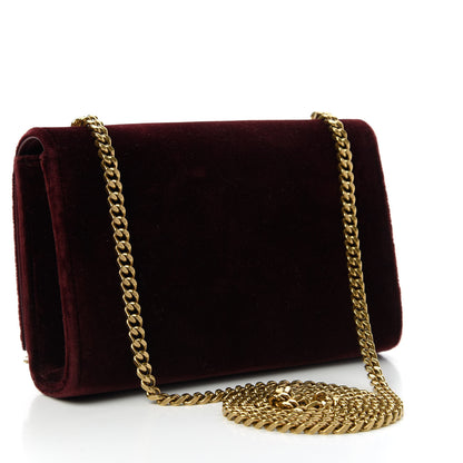 Saint Laurent Velvet Small Classic Monogram Kate Tassel Satchel Burgundy 3 of 10