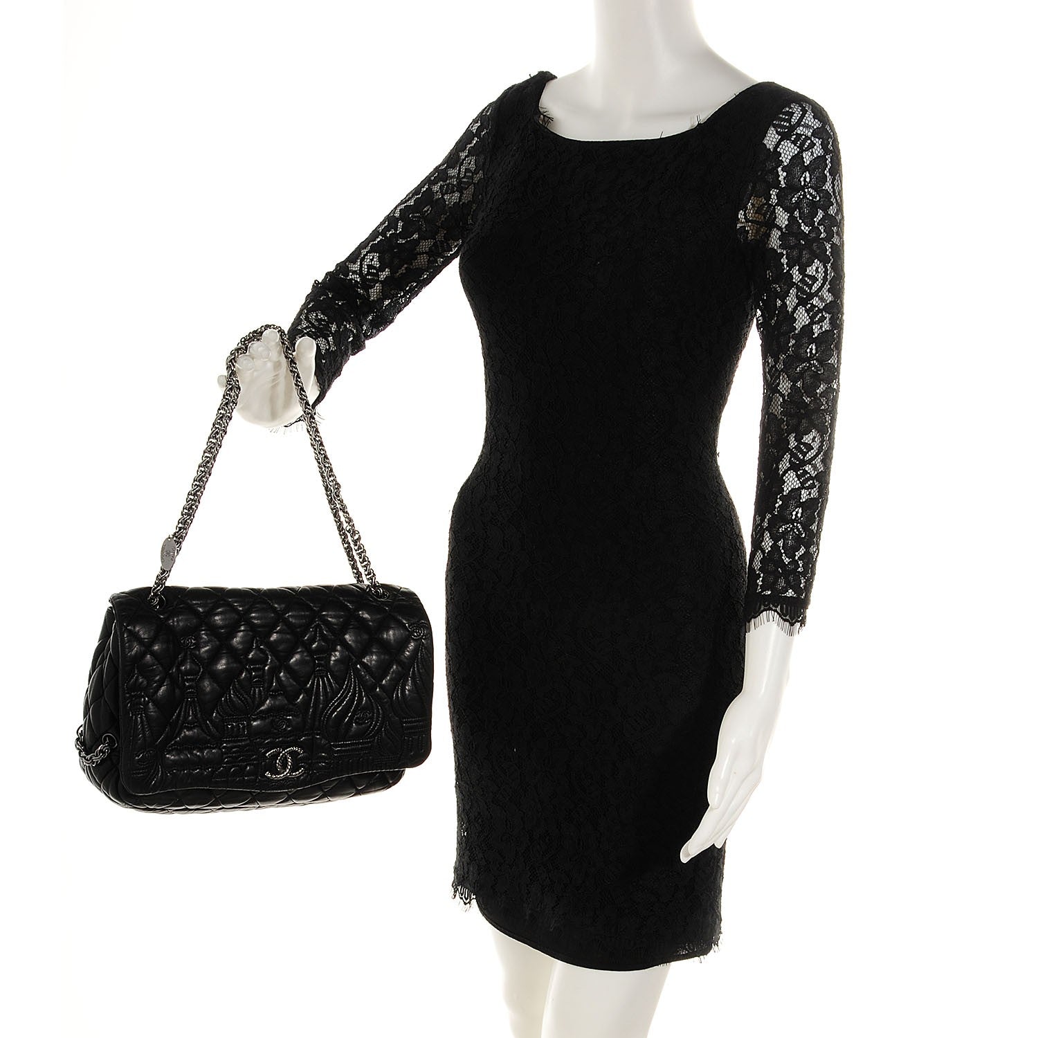 Chanel Lambskin Quilted Paris Moscou Red Square Flap Black 2 of 8