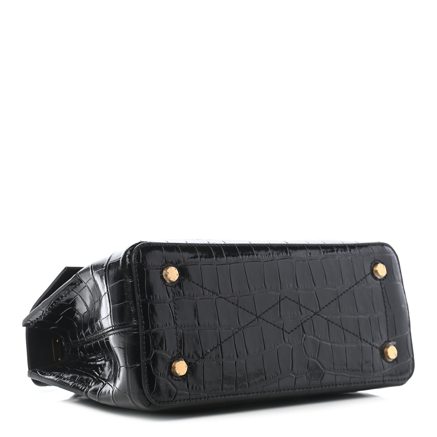 Mulberry Calfskin Crocodile Embossed Mini Seaton Black 4 of 8