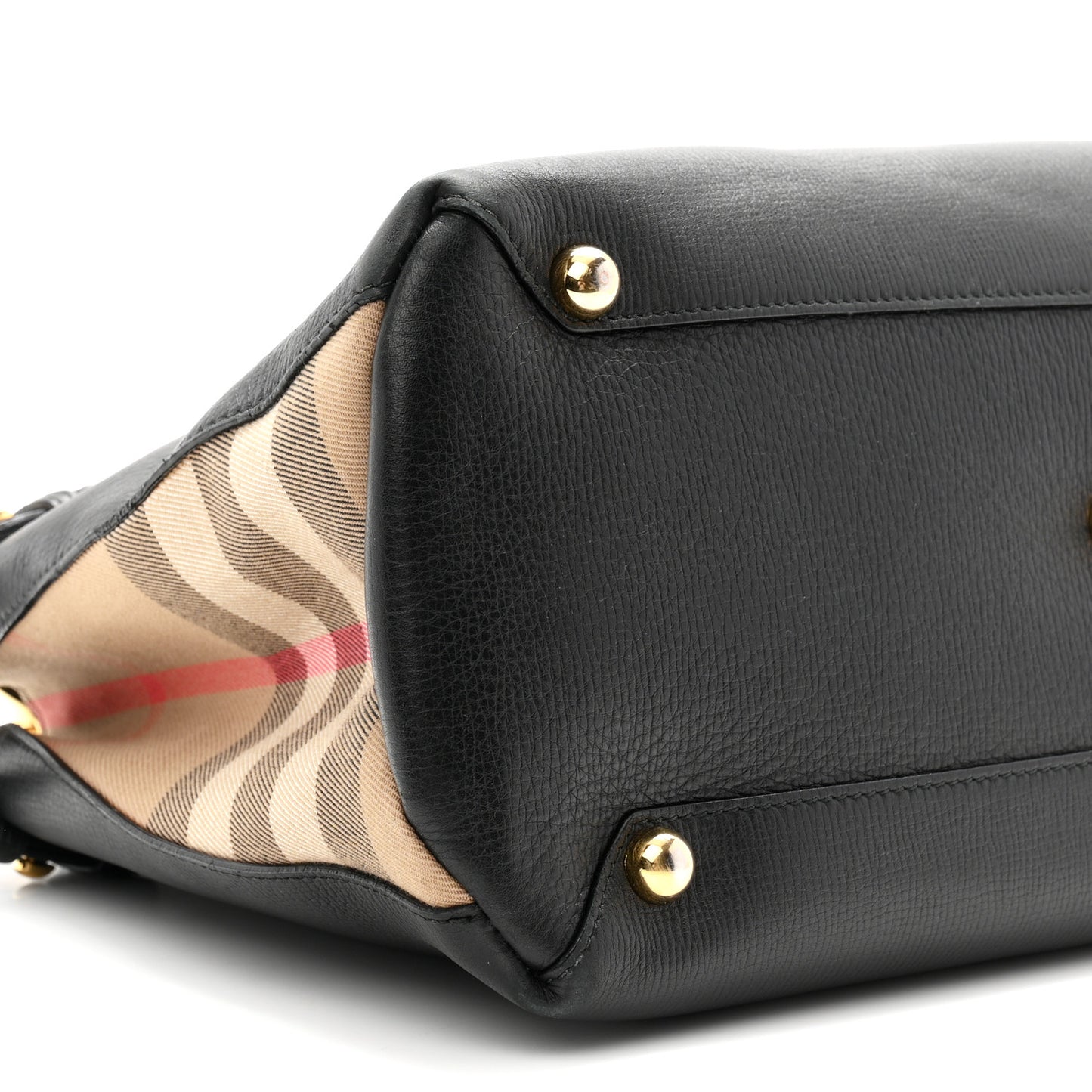 Grainy Calfskin House Check Medium Banner Tote Black
