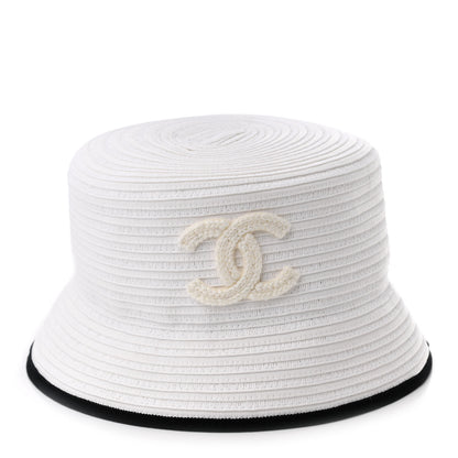 Chanel Paper Cotton CC Bucket Hat M White Black 3 of 8