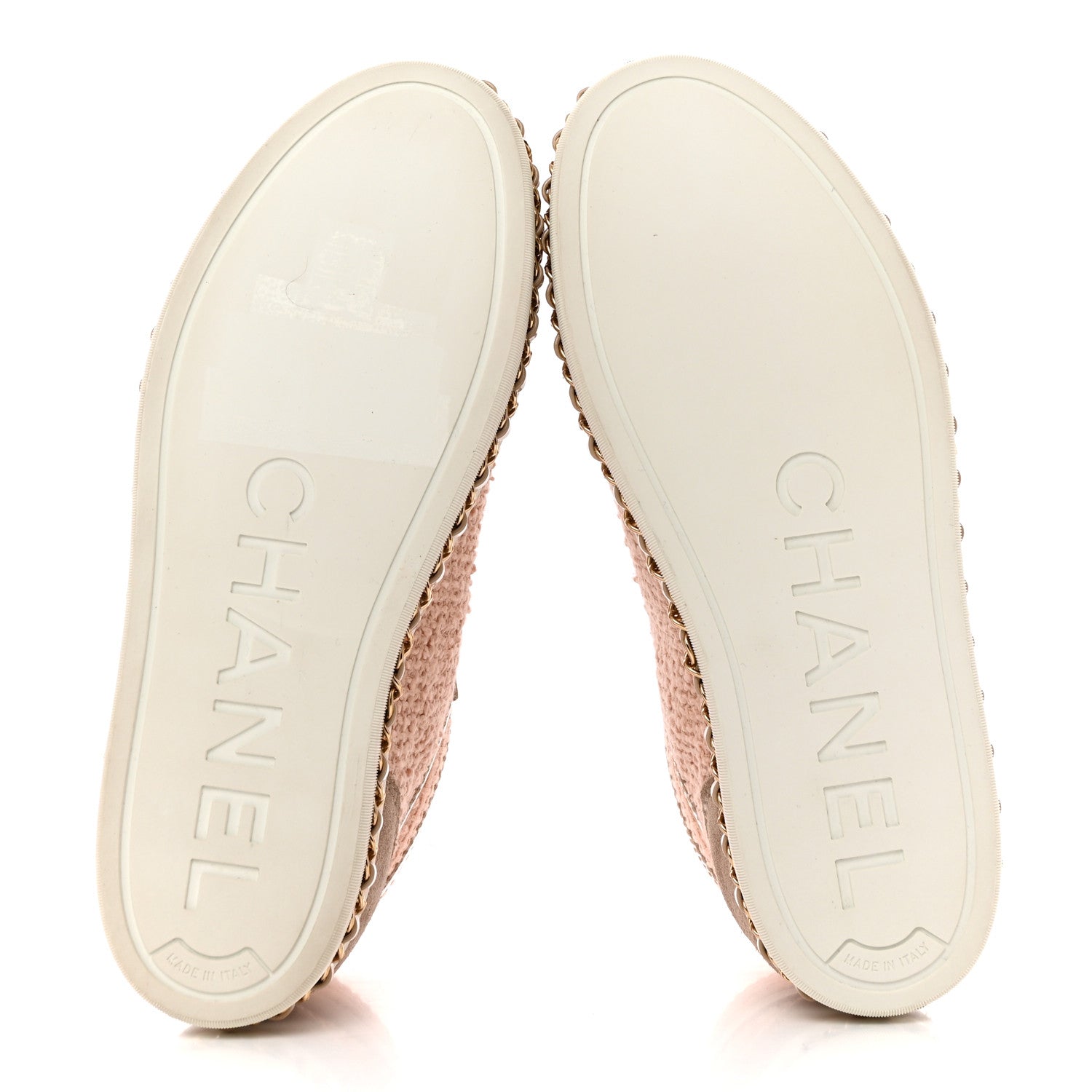 Chanel Tweed Suede Chain CC High Top Sneakers 37 Pink 5 of 10