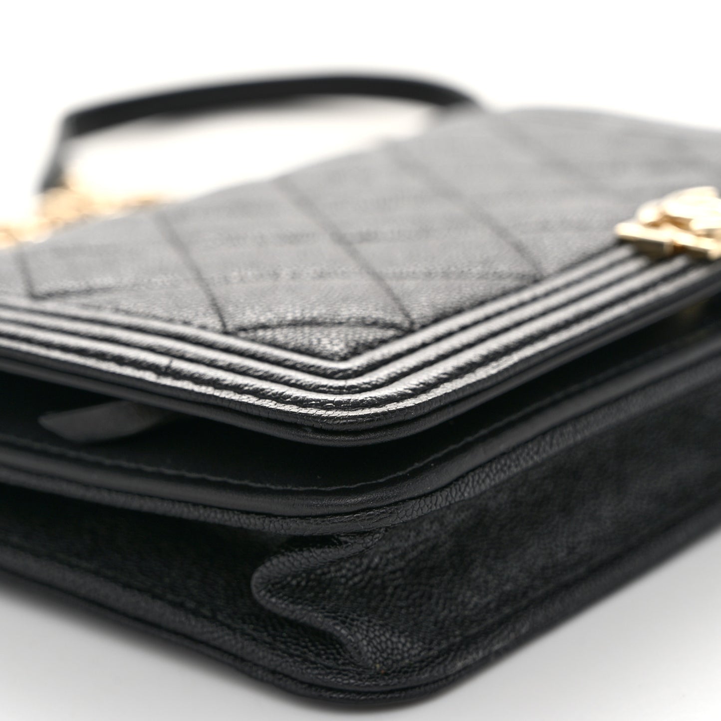 Caviar Quilted Boy Wallet On Chain WOC Black