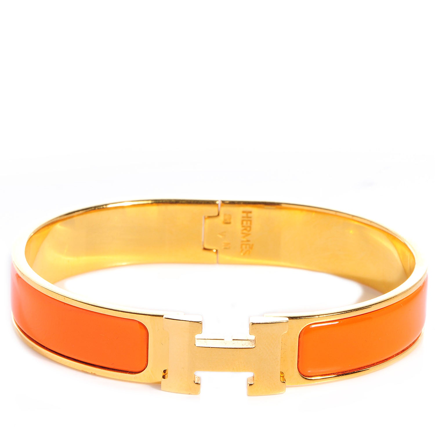 Hermes Narrow Enamel Clic Clac H Bracelet PM Orange 1 of 5