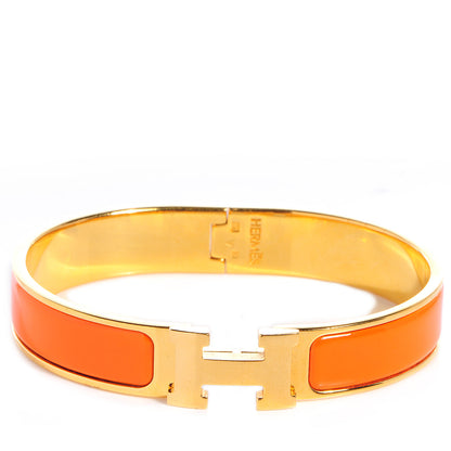 Hermes Narrow Enamel Clic Clac H Bracelet PM Orange 1 of 5