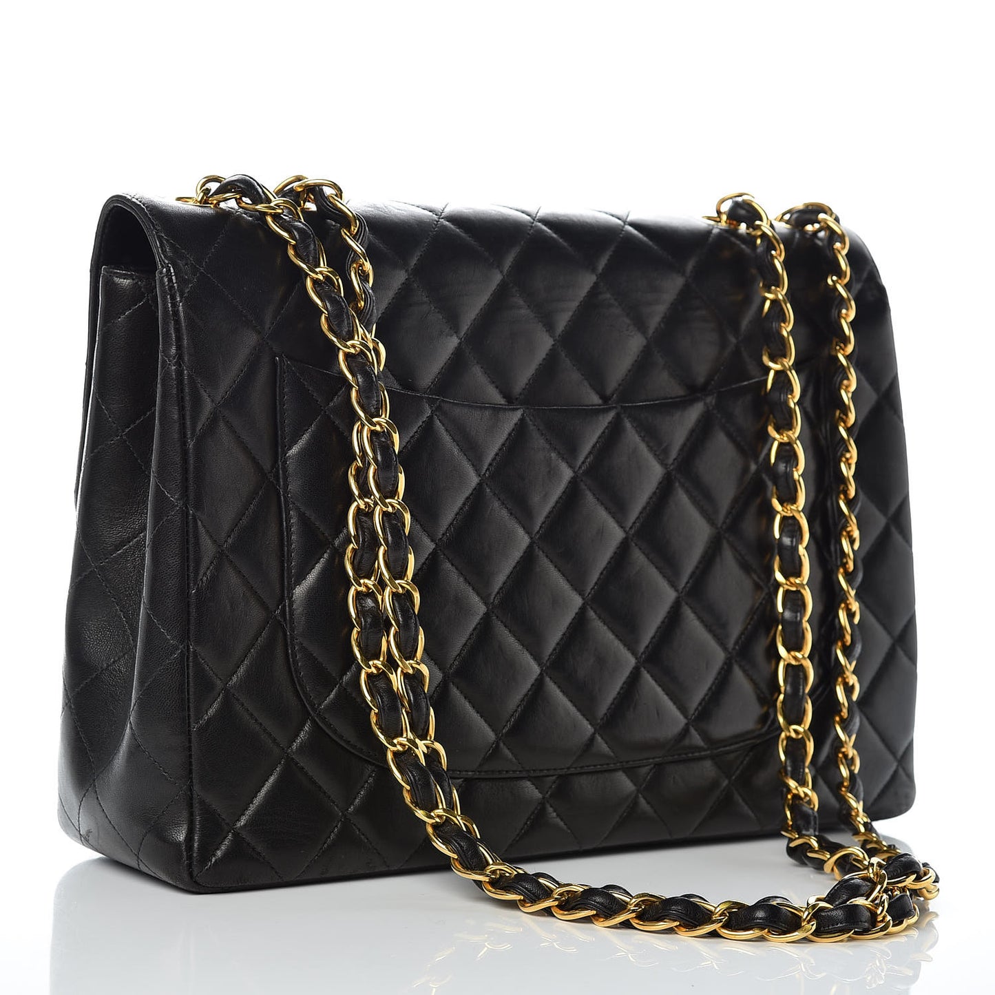 Lambskin Quilted Jumbo Single Flap Black