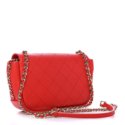 Chanel Goatskin Stitched Casual Trip Single Flap Red 2 of 6