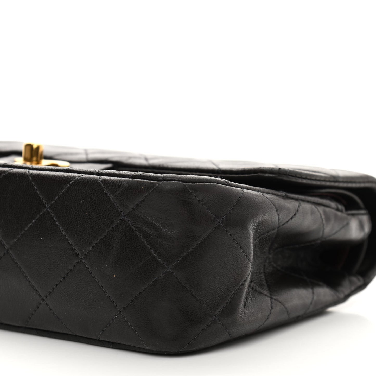 Lambskin Quilted Small Double Flap Black