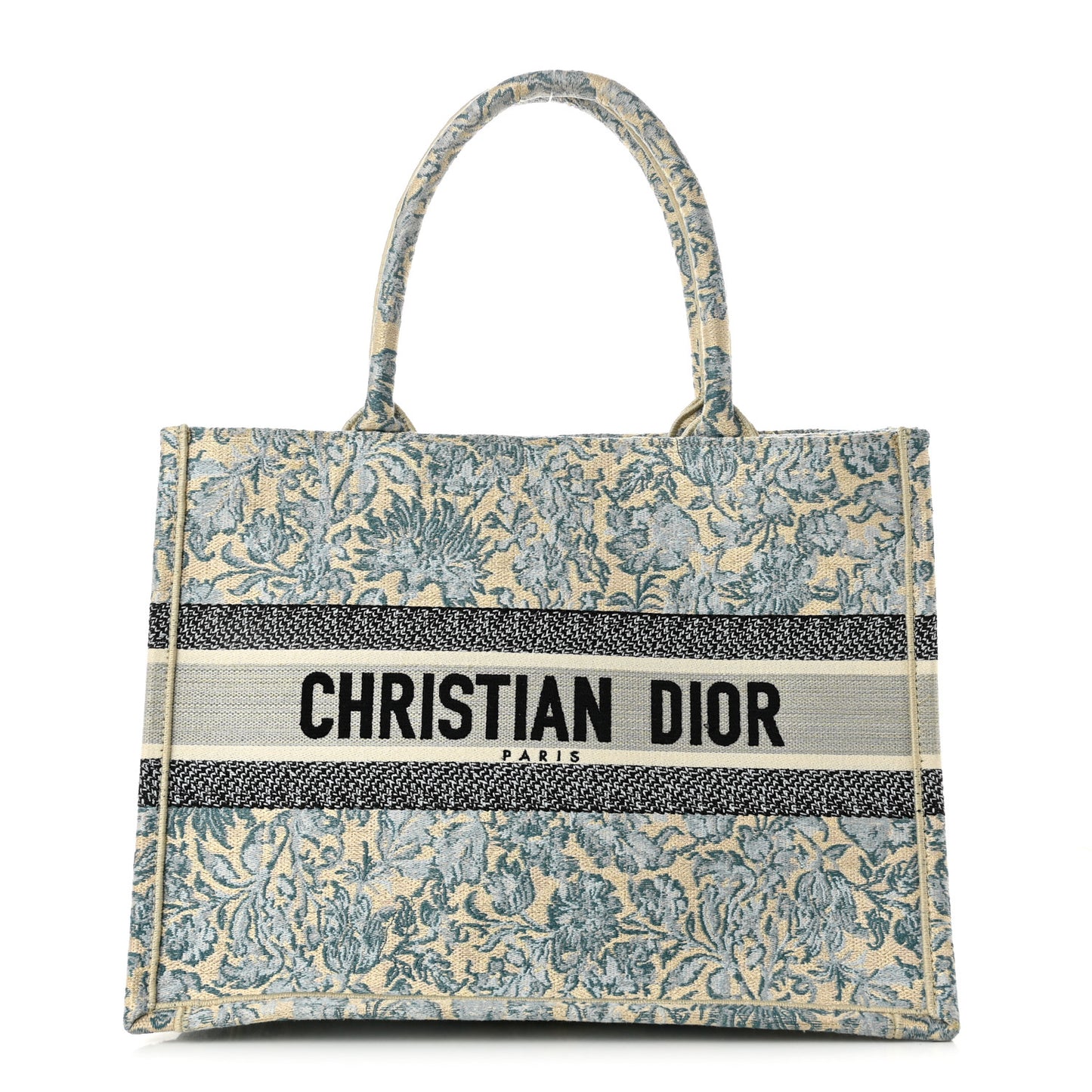 Canvas Embroidered Medium Brocart Book Tote Metallic Blue