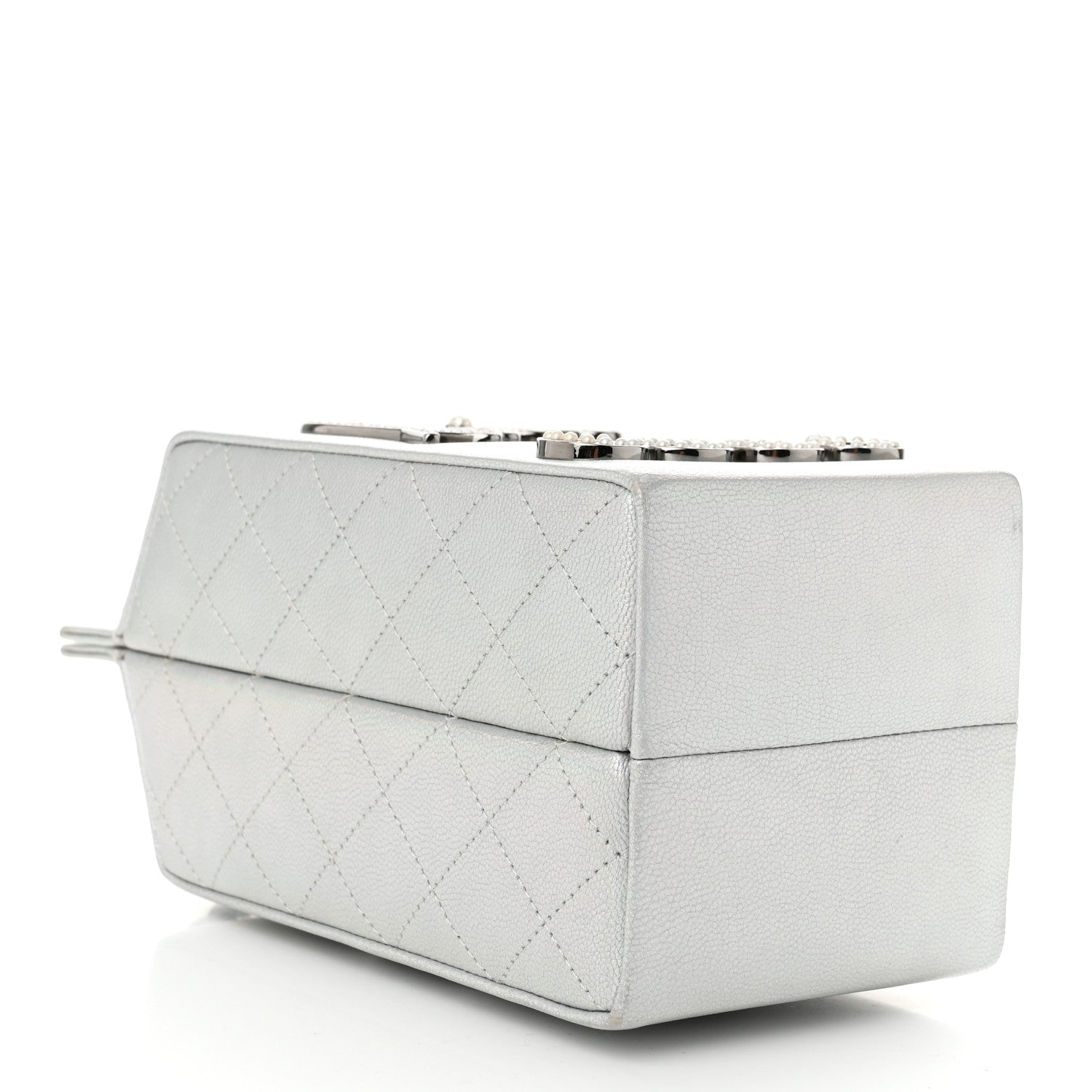 Chanel Metallic Goatskin Lait de Coco Milk Carton Bag Silver 4 of 10