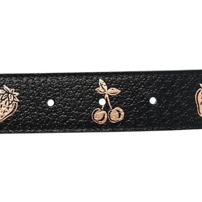 Gucci Textured Dollar Calfskin Berry Print Double G 30mm Belt 85 34 Black Light Copper 3 of 5