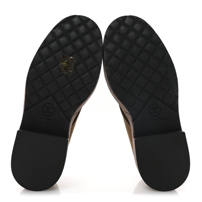 Chanel Fabric Pearl CC Combat Short Boots 36 Light Brown Dark Brown 6 of 9