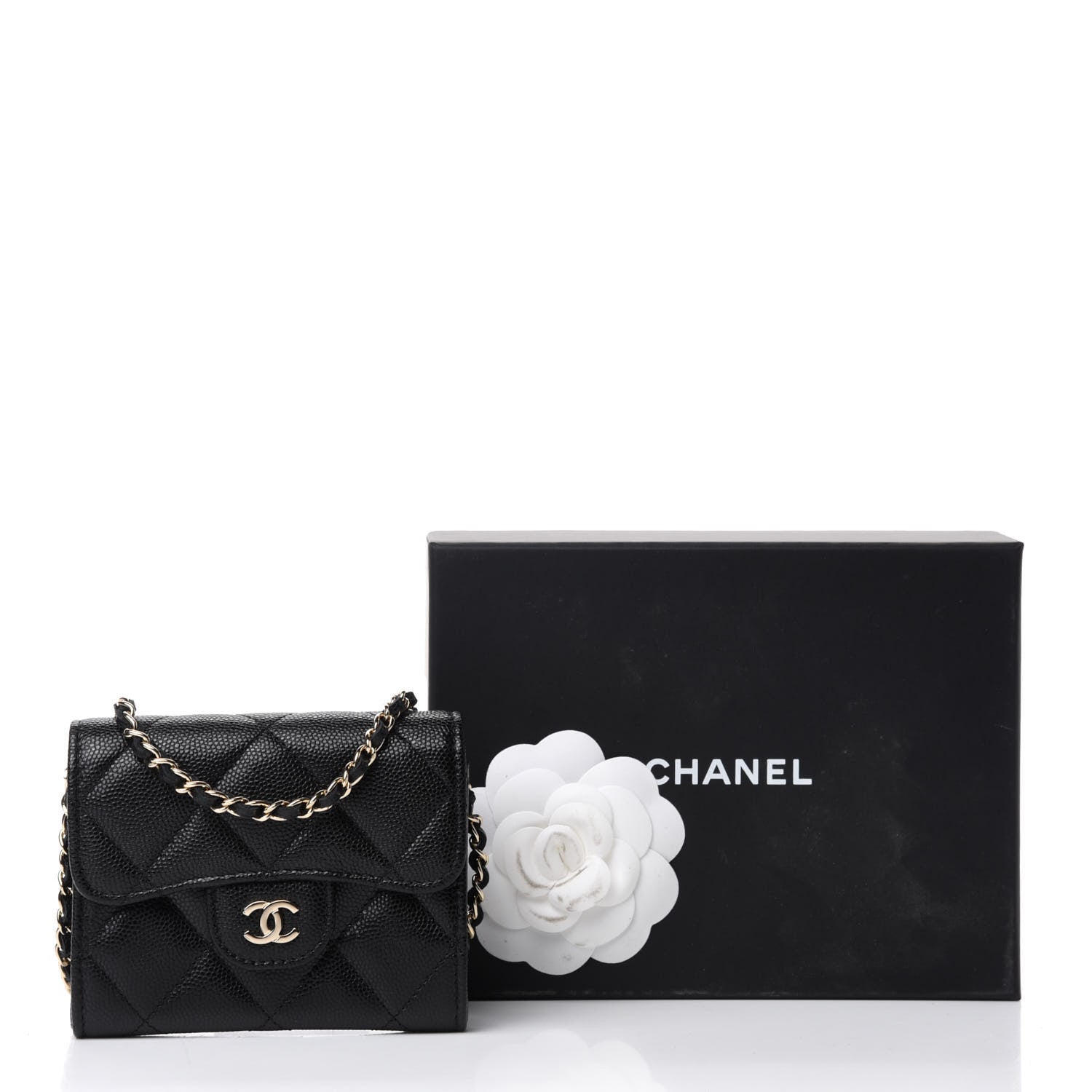 Chanel Caviar Quilted Flap Card Holder On Chain Black 13 of 13