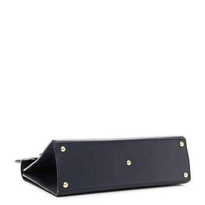 Gucci Calfskin Medium Padlock Signature Top Handle Bag Navy 4 of 14
