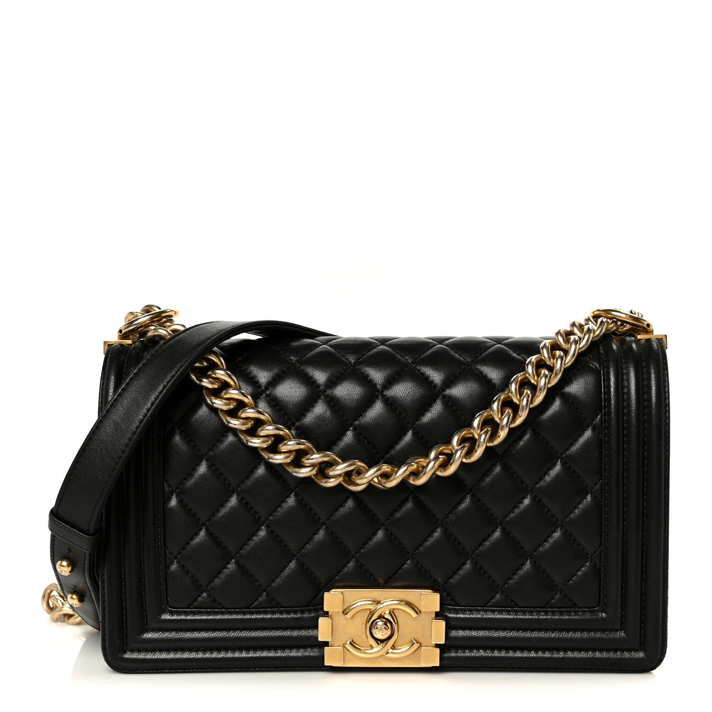 Lambskin Quilted Medium Boy Flap Black