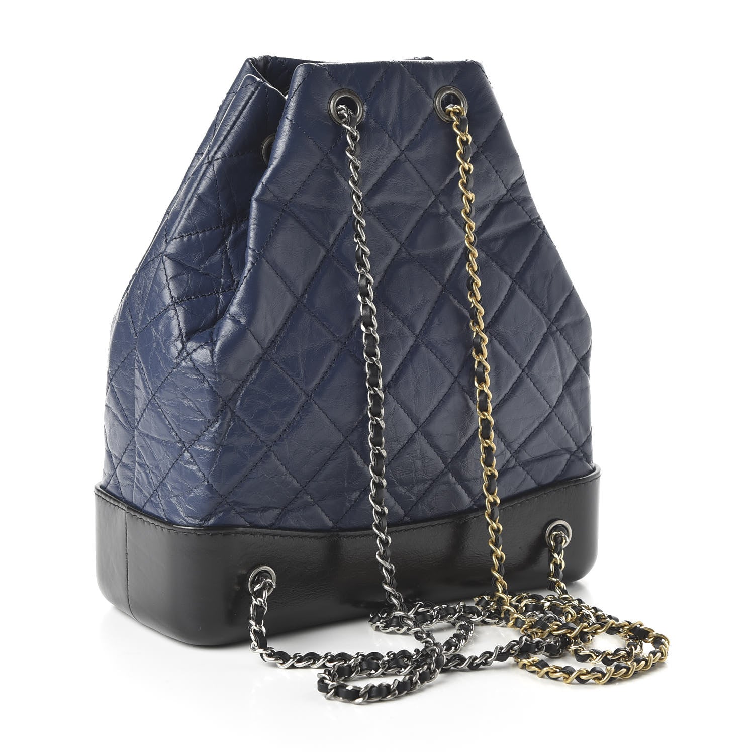 Chanel Aged Calfskin Quilted Gabrielle Backpack Navy Black 2 of 9