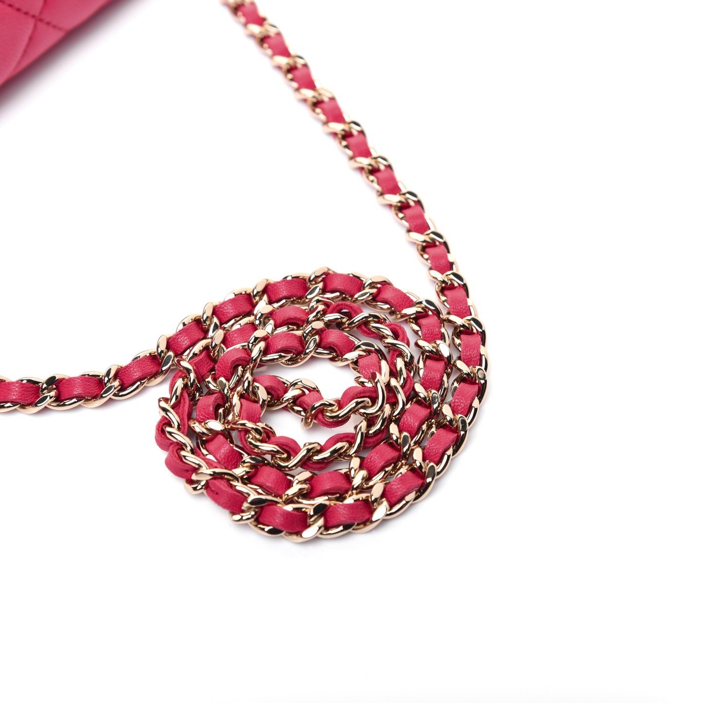 Lambskin Quilted Wallet On Chain WOC Light Red
