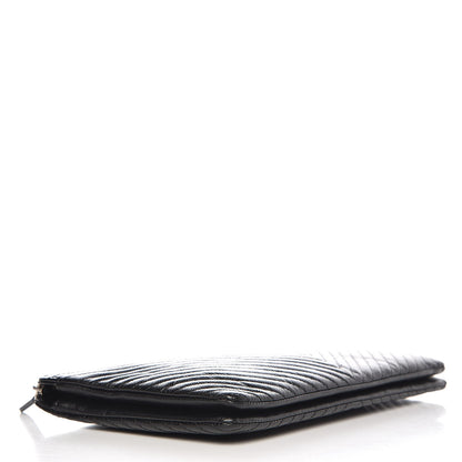 Chanel Caviar Chevron Quilted Large Zipped Clutch Black 4 of 8