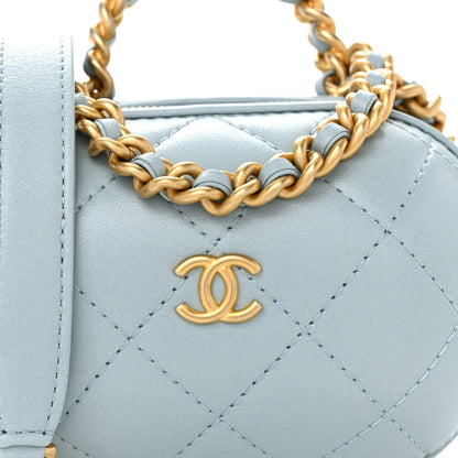 Chanel Lambskin Quilted CC Bubble Vanity Case With Chain Light Blue 8 of 10
