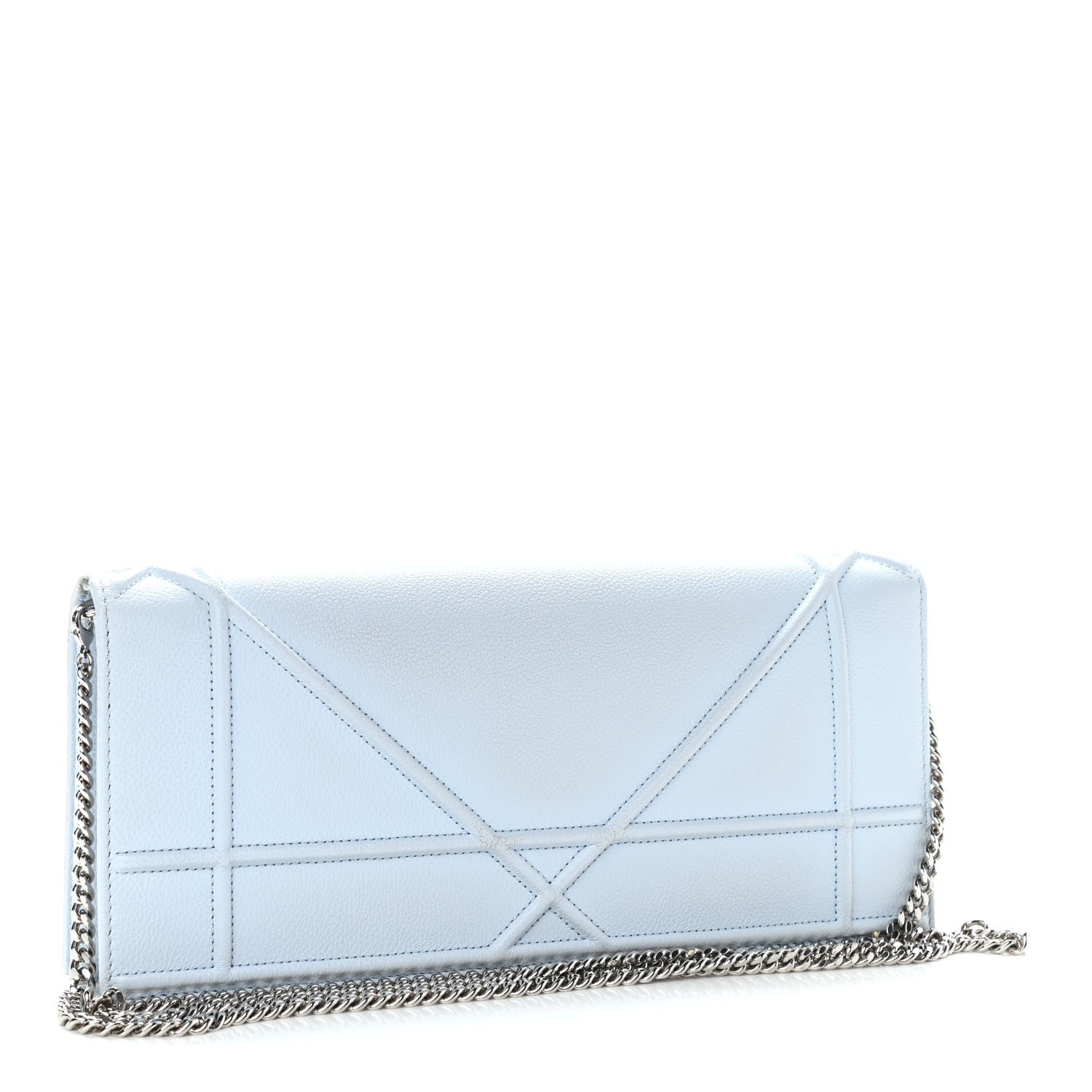 Christian Dior Calfskin Large Diorama Croisiere Chain Wallet Light Blue 3 of 16