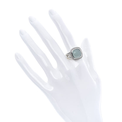 David Yurman Sterling Silver Diamond Chalcedony 11mm Albion Ring 57 8 2 of 5