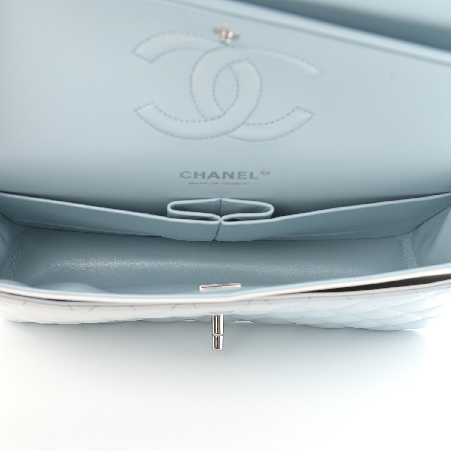 Chanel Perforated Lambskin Quilted Medium Double Flap Light Blue Light Purple White 5 of 11