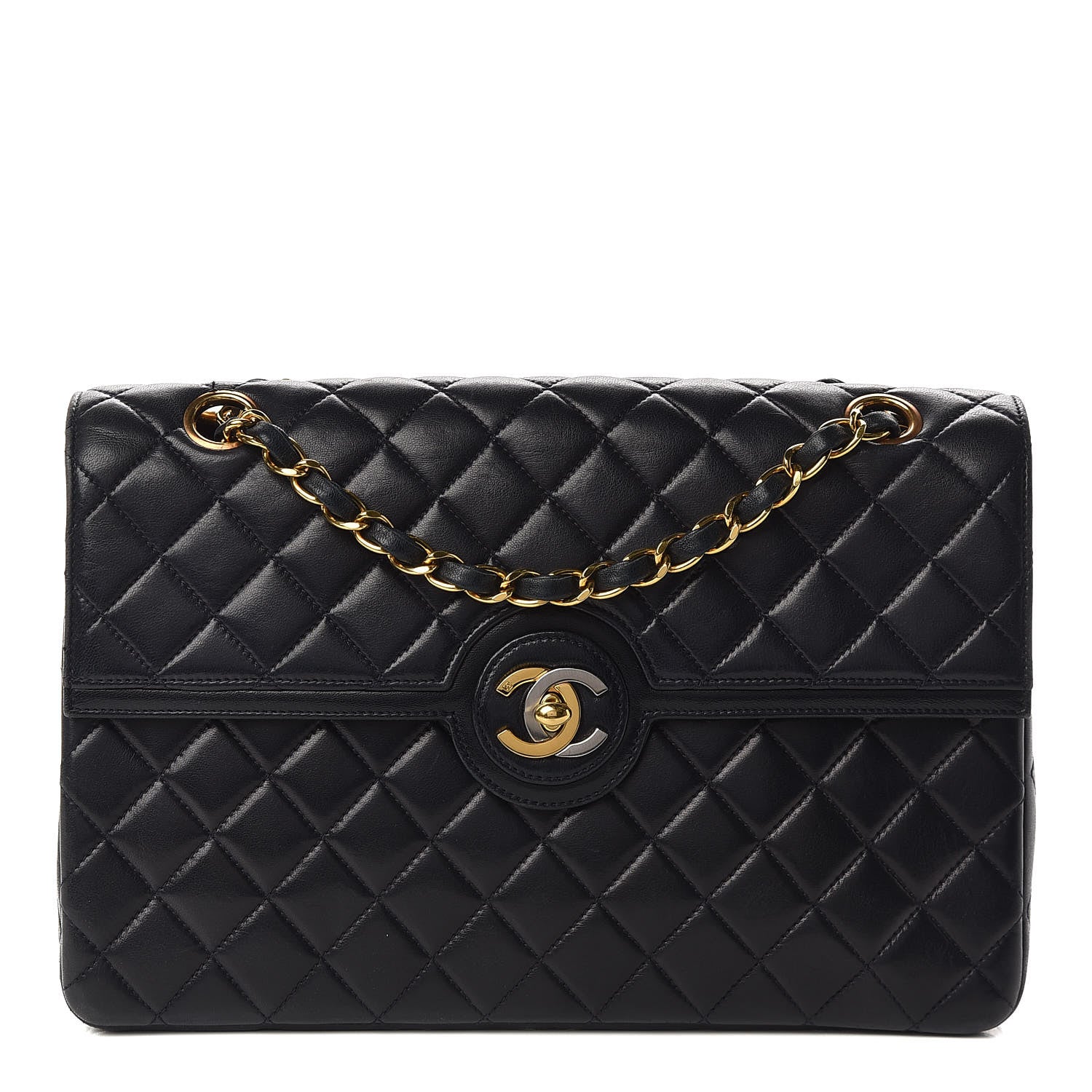 Chanel Lambskin Quilted Medium Single Flap Navy Blue 1 of 9