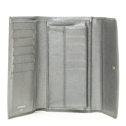 Chanel Metallic Goatskin Large Flap Wallet Silver 5 of 10