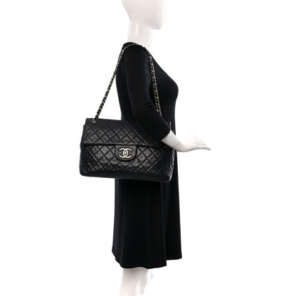 Chanel Washed Caviar Quilted Maxi Single Flap Black 2 of 9