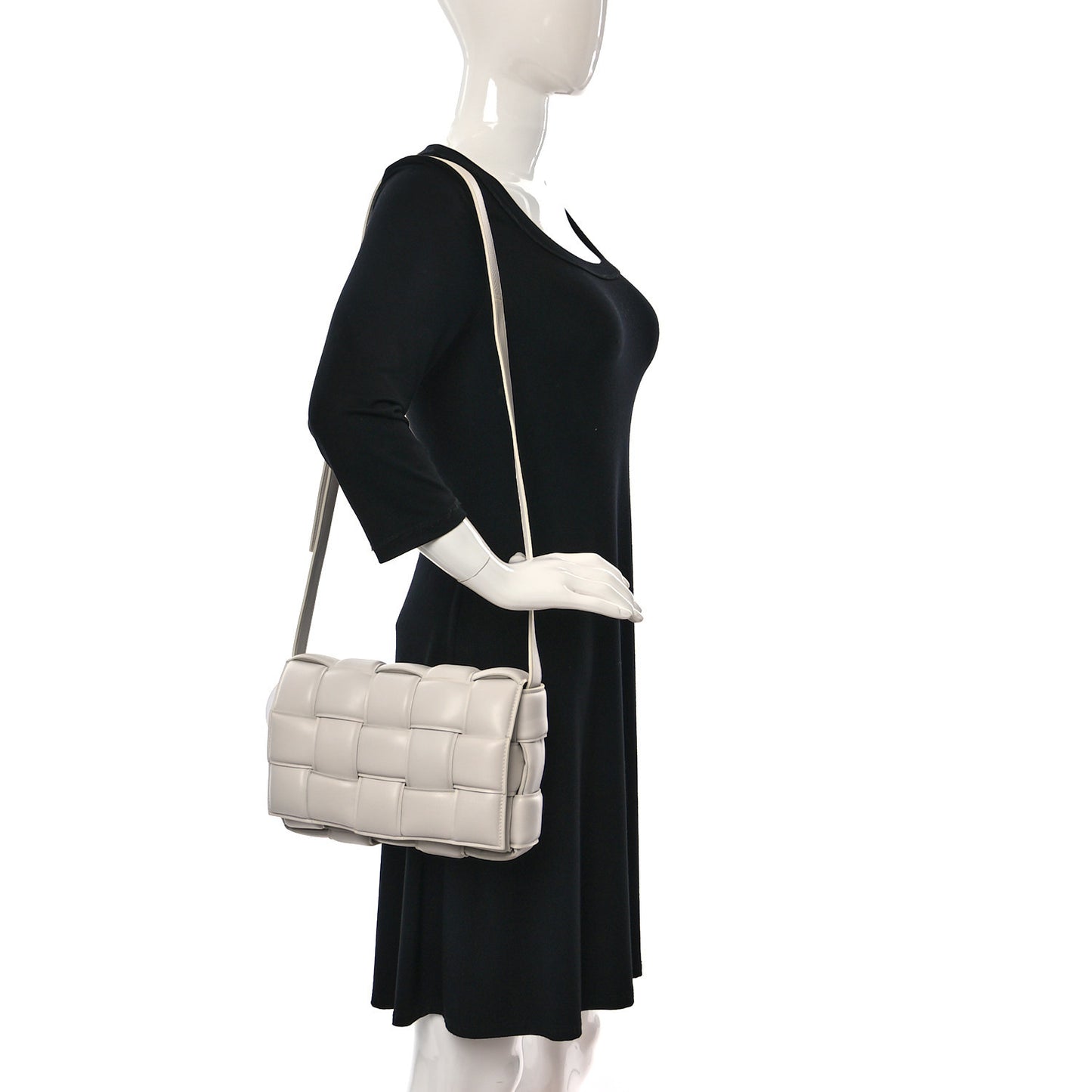 Nappa Maxi Intreccio Padded Cassette Crossbody Bag Chalk