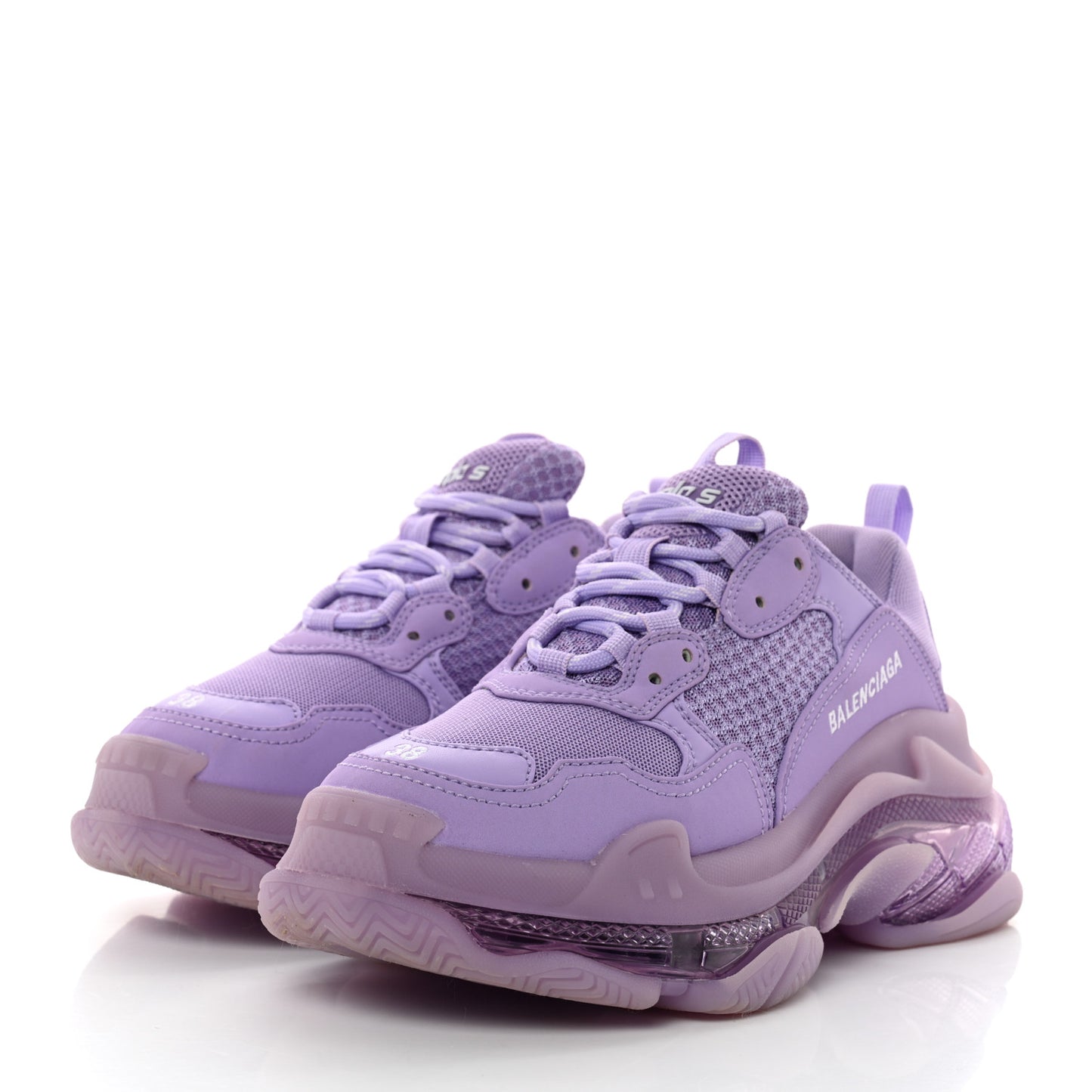 Fabric Mesh Clear Sole Womens Triple S Sneakers 38 Light Lilac White